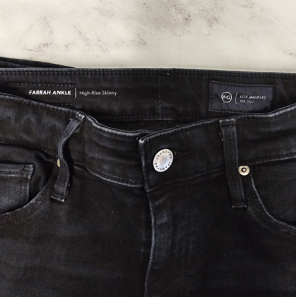 AG Adriano Goldschmied Farrah Ankle High Rise Skinny Dark Blue Jeans 27 Preowned - Picture 7 of 9